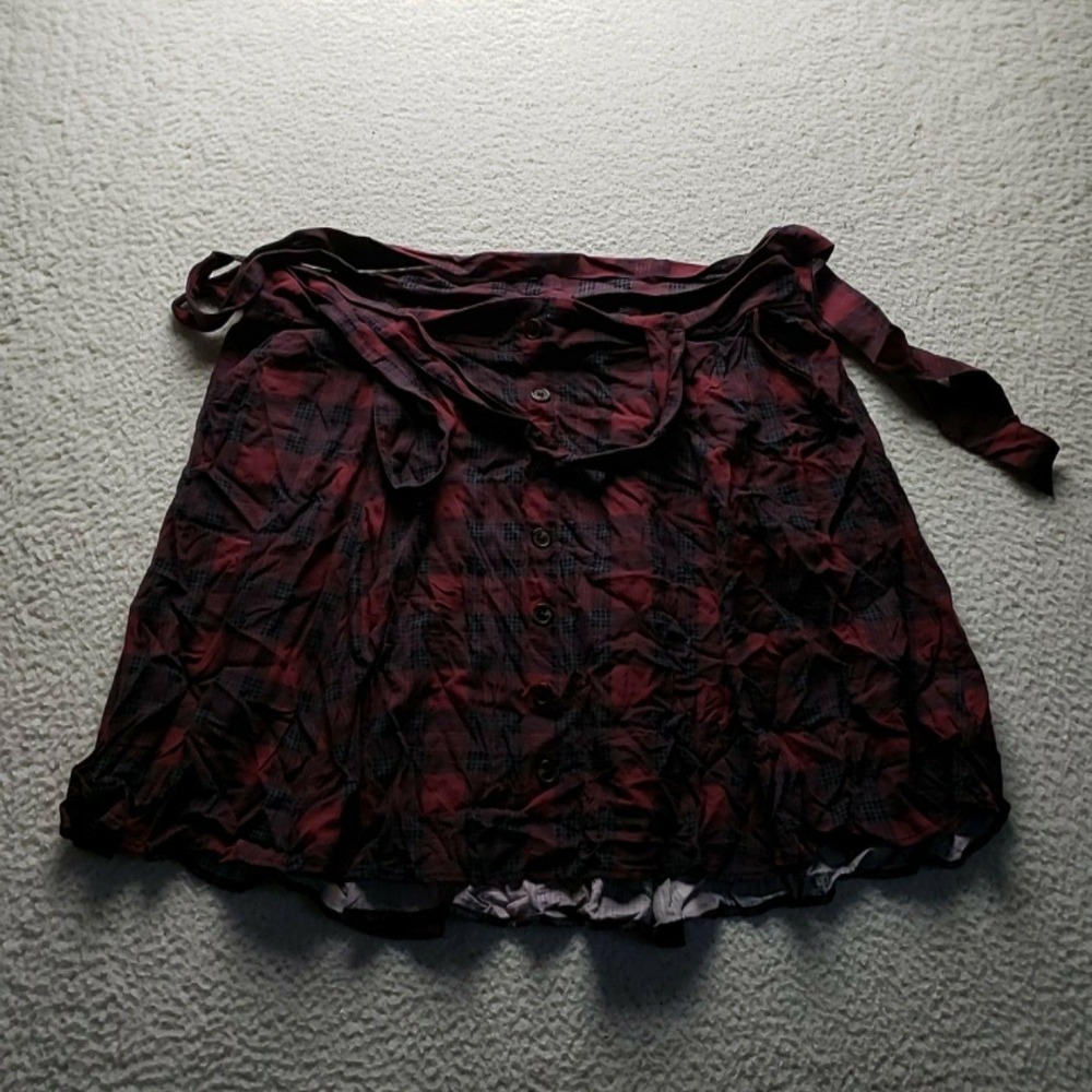 Torrid Skirt Womens Plus 2 Red Plaid A-Line Short Button Bubble Hem Casual